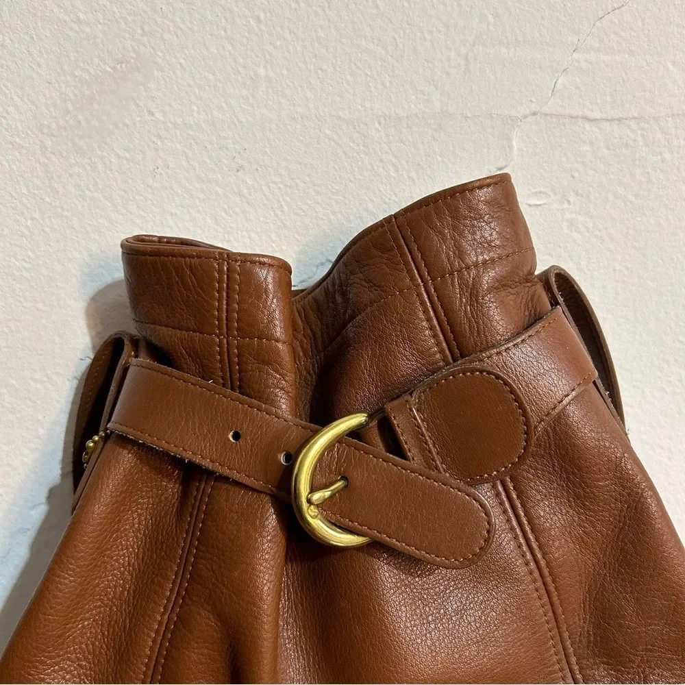 Vintage Coach 4156 Toffee Brown Leather Soho Belted Bucket Buckle Pouch Bag